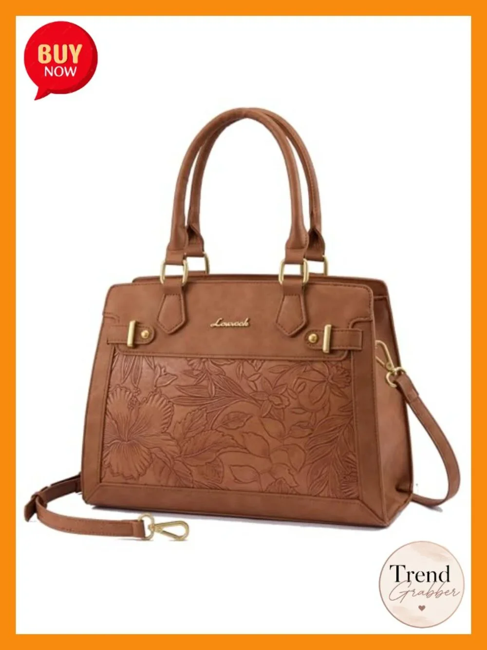 PU Leather Zipper Satchel Tote Shoulder Bag Top Handle